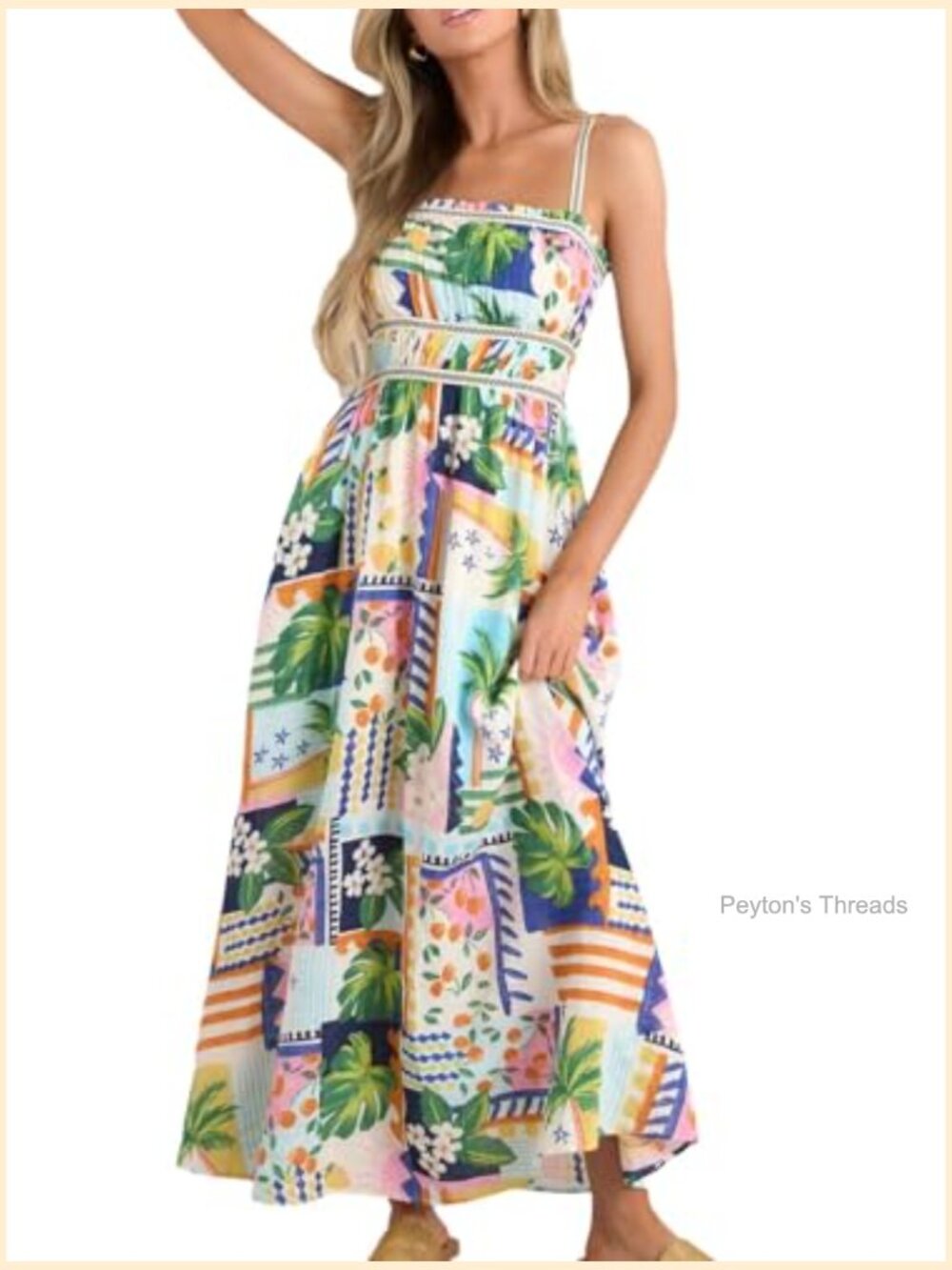 Spaghetti Strap Maxi Dress Sleeveless Ruffle Beach Flowy Long Dress Boho Summer - Picture 2 of 7